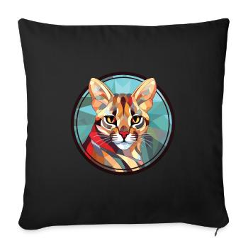 Ozelot-Katze Bunte Aquarell-Tierillustration - Sofakissenbezug 45 x 45 cm - Schwarz - Vorne