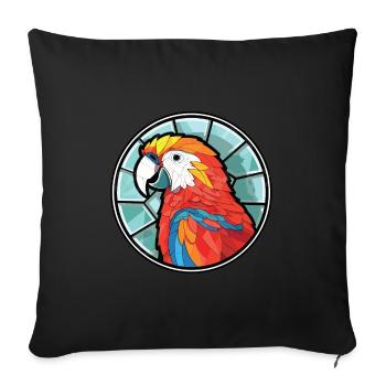Parrot Colorful Watercolor Animal Pet Illustration - Sofa pillowcase 17,3'' x 17,3'' (45 x 45 cm) - black - Front