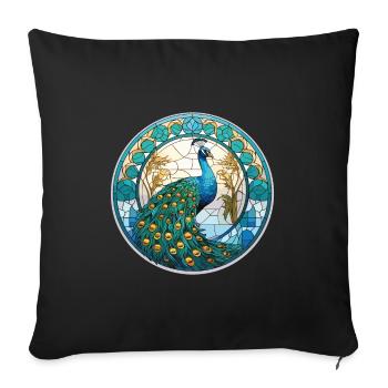 Peacock Colorful Watercolor Animal Illustration - Sofa pillowcase 17,3'' x 17,3'' (45 x 45 cm) - black - Front