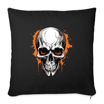 Orange Skull Splatter Gothic - Sofa pillowcase 17,3'' x 17,3'' (45 x 45 cm) - black - Front