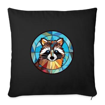 Racoon Colorful Aquarelle Animal Animal Illustration - Housse de coussin décorative 45 x 45 cm - noir - Devant