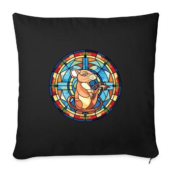 Rat Colorful Watercolor Animal Pet Illustration - Sofa pillowcase 17,3'' x 17,3'' (45 x 45 cm) - black - Front