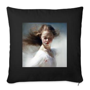 Peinture Femme 01 - Housse de coussin décorative 45 x 45 cm - noir - Devant