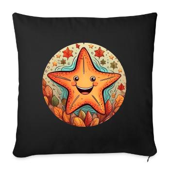 Autumnal underwater world: fish meets starfish - Sofa pillowcase 17,3'' x 17,3'' (45 x 45 cm) - black - Front
