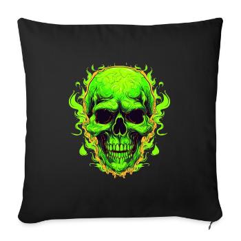 Conception du crâne des flammes néon - Housse de coussin décorative 45 x 45 cm - noir - Devant