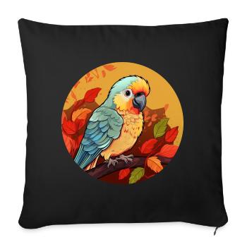 Autumn parrot: sunset and foliage - Sofa pillowcase 17,3'' x 17,3'' (45 x 45 cm) - black - Front
