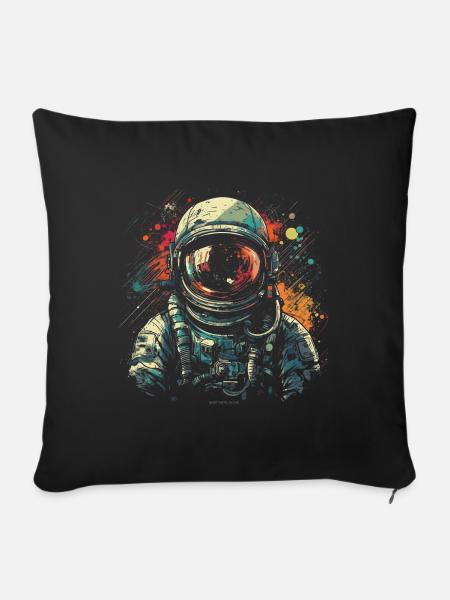 Cooler Astronaut im Retro Look - Sofakissenbezug 45 x 45 cm - Schwarz