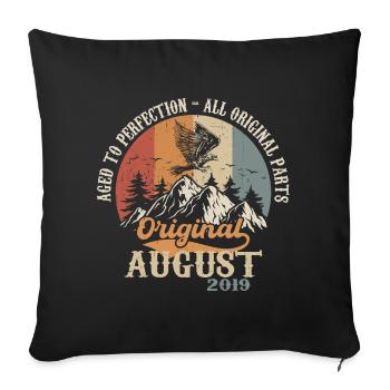 Août 2019 Vintage Retro Anniversaire Cadeau 2019 - Housse de coussin décorative 45 x 45 cm - noir - Devant