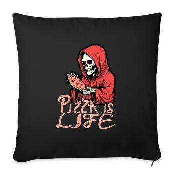 Pizza is life - Grim Reaper Pizza - Sofa pillowcase 17,3'' x 17,3'' (45 x 45 cm) - black - Front