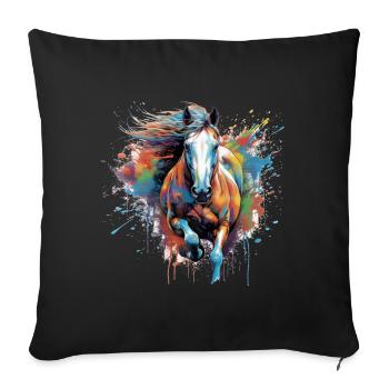 Horse, horse - Sofa pillowcase 17,3'' x 17,3'' (45 x 45 cm) - black - Front