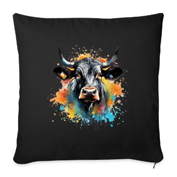 Eringer, Swiss herens cow - Sofa pillowcase 17,3'' x 17,3'' (45 x 45 cm) - black - Front