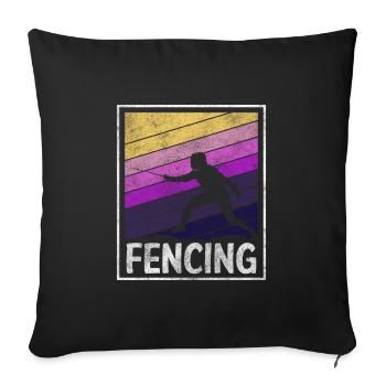 Fechten Sportfechten Tradition - Sofakissenbezug 45 x 45 cm - Schwarz - Vorne