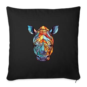 Rhino Colorful Watercolor Animal Pet Illustration - Sofa pillowcase 17,3'' x 17,3'' (45 x 45 cm) - black - Front