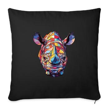 Rhino Colorful Watercolor Animal Pet Illustration - Sofa pillowcase 17,3'' x 17,3'' (45 x 45 cm) - black - Front
