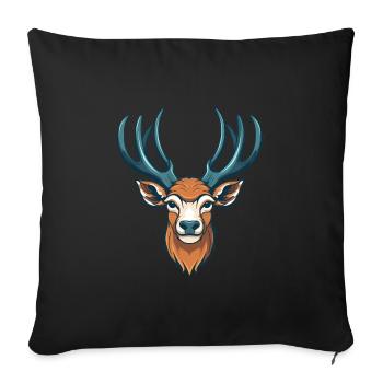 Cerf, tête de cerf - Housse de coussin décorative 45 x 45 cm - noir - Devant