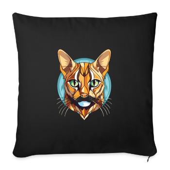 Bengalkatze Bunte Aquarell-Tierillustration - Sofakissenbezug 45 x 45 cm - Schwarz - Vorne