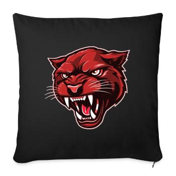 Tête de panthère rouge - Housse de coussin décorative 45 x 45 cm - noir - Devant