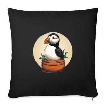 Macareux - Housse de coussin décorative 45 x 45 cm - noir - Devant