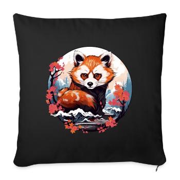 Kleiner Roter Panda im japanischen Anime Stil - Sofakissenbezug 45 x 45 cm - Schwarz - Vorne