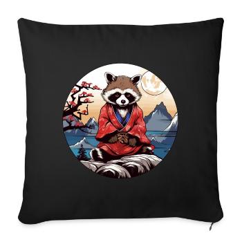Japan Tanuki / Waschbär im Anime Stil - Sofakissenbezug 45 x 45 cm - Schwarz - Vorne