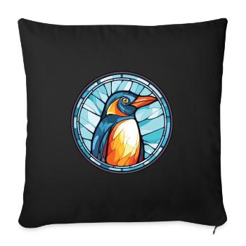 Penguin Colorful Watercolor Animal Illustration - Sofa pillowcase 17,3'' x 17,3'' (45 x 45 cm) - black - Front