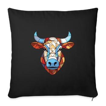 Zebu Aquarelle colorée Animal Animal Illustration - Housse de coussin décorative 45 x 45 cm - noir - Devant