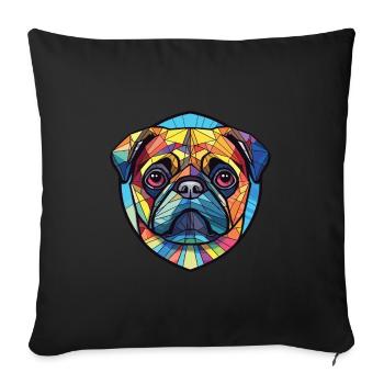 Mops Hund Bunte Aquarell Tier Illustration - Sofakissenbezug 45 x 45 cm - Schwarz - Vorne