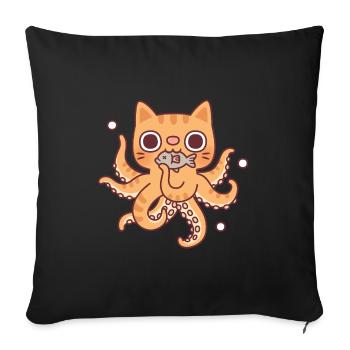 Cute Octopus Cat Funny - Sofa pillowcase 17,3'' x 17,3'' (45 x 45 cm) - black - Front