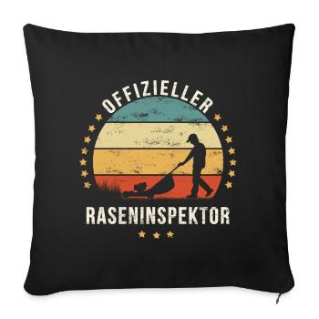 OFFIZIELLER RASENINSPEKTOR | Geschenk Kleingärtner - Sofakissenbezug 45 x 45 cm - Schwarz - Vorne