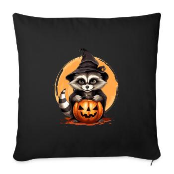 Halloween Mignon Raton Laveur Creepy Pumpkin Wizard - Housse de coussin décorative 45 x 45 cm - noir - Devant