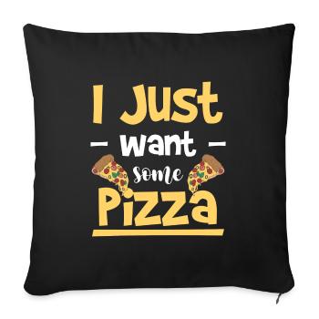 Fast food pizza lovers salami cheese - Sofa pillowcase 17,3'' x 17,3'' (45 x 45 cm) - black - Front