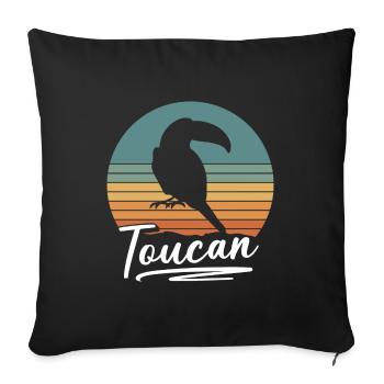 Toucan Animal Flying Beak - Sofa pillowcase 17,3'' x 17,3'' (45 x 45 cm) - black - Front