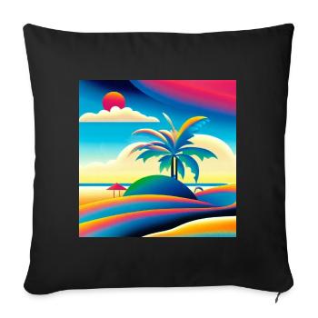 Beach sunset in 80s style - Sofa pillowcase 17,3'' x 17,3'' (45 x 45 cm) - black - Front