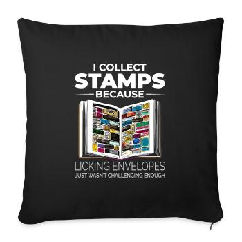 Stamp Collecting Collector Philatelist Philately - Sofa pillowcase 17,3'' x 17,3'' (45 x 45 cm) - black - Front