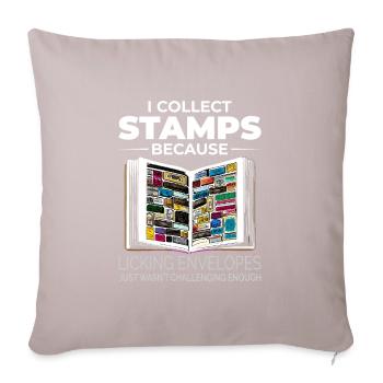 Stamp Collecting Collector Philatelist Philately - Sofa pillowcase 17,3'' x 17,3'' (45 x 45 cm) - light taupe - Front