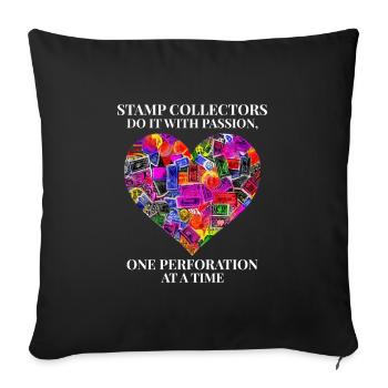 Passionate Philatelists Stamp Collecting Collector - Sofa pillowcase 17,3'' x 17,3'' (45 x 45 cm) - black - Front