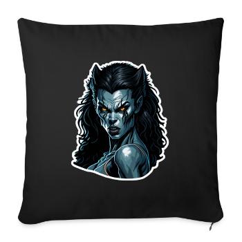Blauer Nachtvampir Portrait Wehrwolf Weibchen - Sofakissenbezug 45 x 45 cm - Schwarz - Vorne