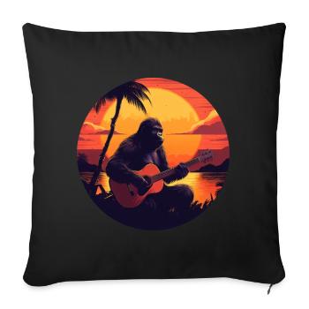 Gorilla-Gitarrist im Sunset: Akustik-Vibes Design - Sofakissenbezug 45 x 45 cm - Schwarz - Vorne