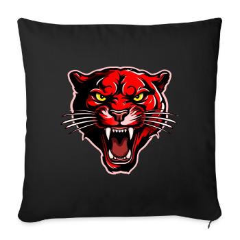 Tête de panthère rouge - Housse de coussin décorative 45 x 45 cm - noir - Devant