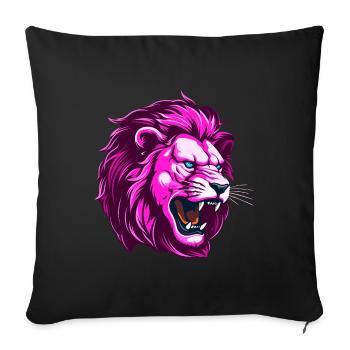 Pink Lion Head - Sofa pillowcase 17,3'' x 17,3'' (45 x 45 cm) - black - Front