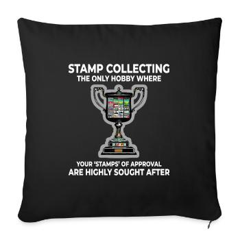 Stamp Collecting Collector Philatelist - Sofa pillowcase 17,3'' x 17,3'' (45 x 45 cm) - black - Front