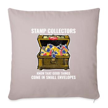 Stamp Collecting Collector Philatelist - Sofa pillowcase 17,3'' x 17,3'' (45 x 45 cm) - light taupe - Front
