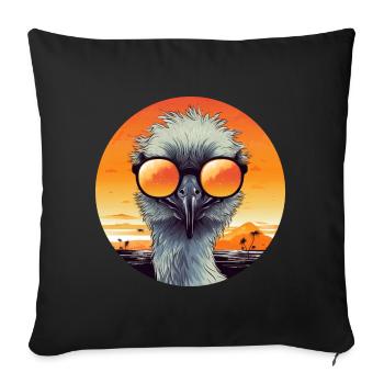 Oiseau frais au coucher du soleil: émeu / autruche avec - Housse de coussin décorative 45 x 45 cm - noir - Devant