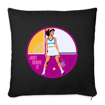 Tennis-Mädchen servieren es einfach - Sofakissenbezug 45 x 45 cm - Schwarz - Vorne