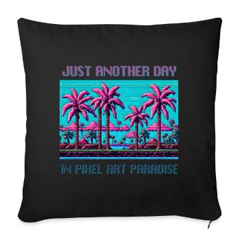 Just Another Day In Pixel Art Paradise - Sofa pillowcase 17,3'' x 17,3'' (45 x 45 cm) - black - Front