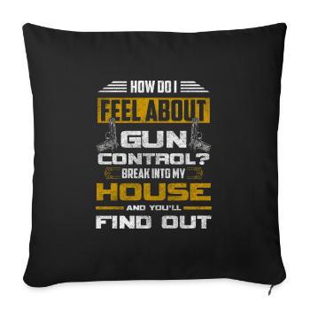 Armes, violence, fusillades, revolvers - Housse de coussin décorative 45 x 45 cm - noir - Devant