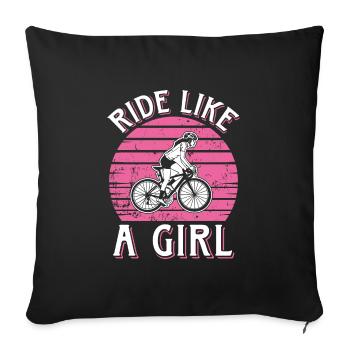 Roulez comme une fille à vélo Fahrrad - Housse de coussin décorative 45 x 45 cm - noir - Devant