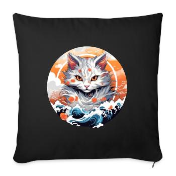 Kater aus dem Meer japanische Katze - Sofakissenbezug 45 x 45 cm - Schwarz - Vorne