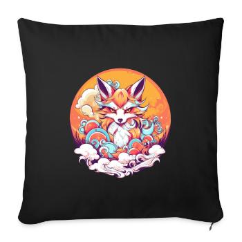 niedlicher japanischer Kitsune Fuchs im Anime - Sofakissenbezug 45 x 45 cm - Schwarz - Vorne