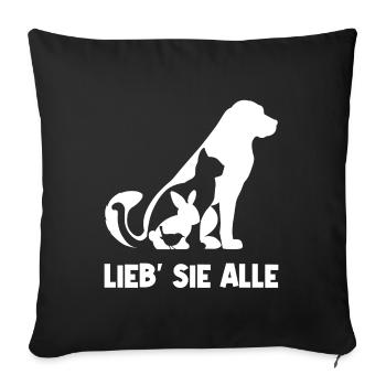 I Love Animals Statement Dog Cat Pets - Sofa pillowcase 17,3'' x 17,3'' (45 x 45 cm) - black - Front